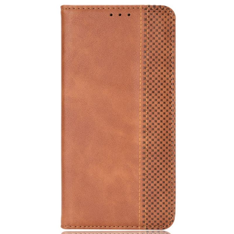 Capa De Celular Para Realme 9i Flip Efeito Couro Vintage Estilizado