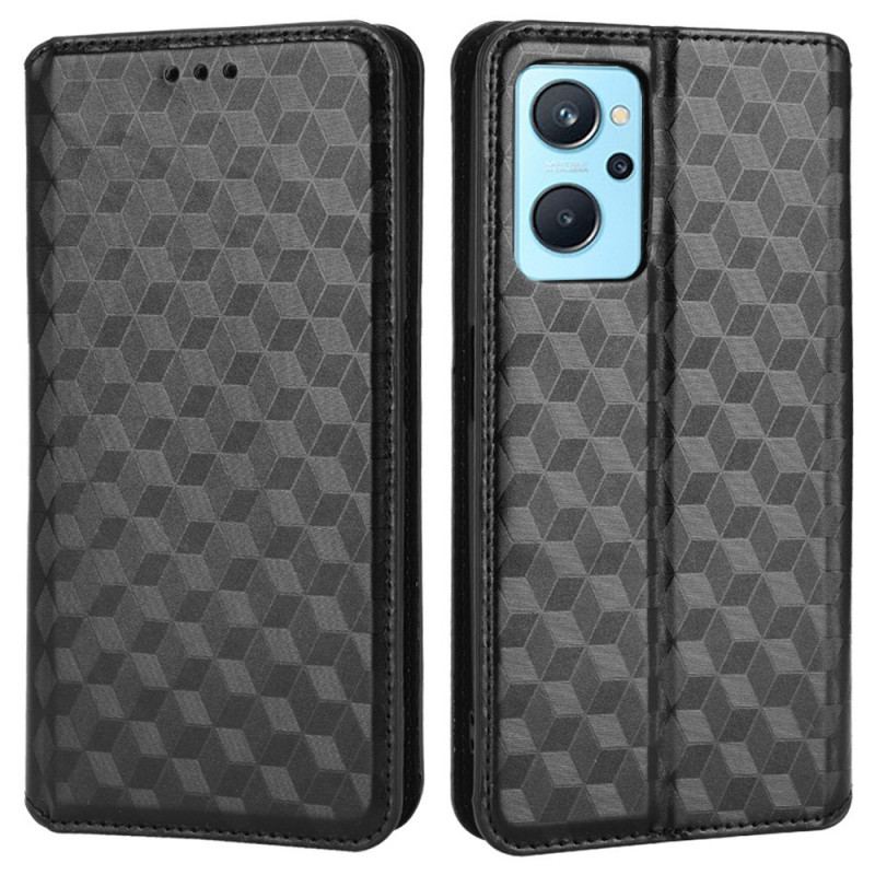 Capa De Celular Para Realme 9i Flip Impressão De Cubo 3d