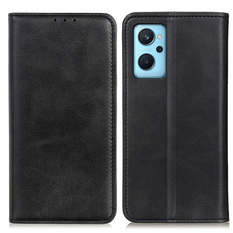 Capa De Celular Para Realme 9i Flip Lava Couro Dividido