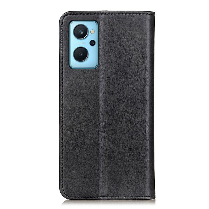 Capa De Celular Para Realme 9i Flip Lava Couro Dividido