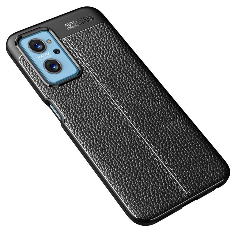 Capa De Celular Para Realme 9i Linha Dupla Efeito Couro Litchi