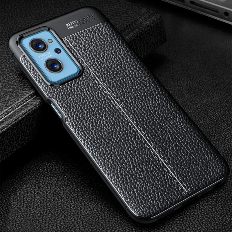 Capa De Celular Para Realme 9i Linha Dupla Efeito Couro Litchi