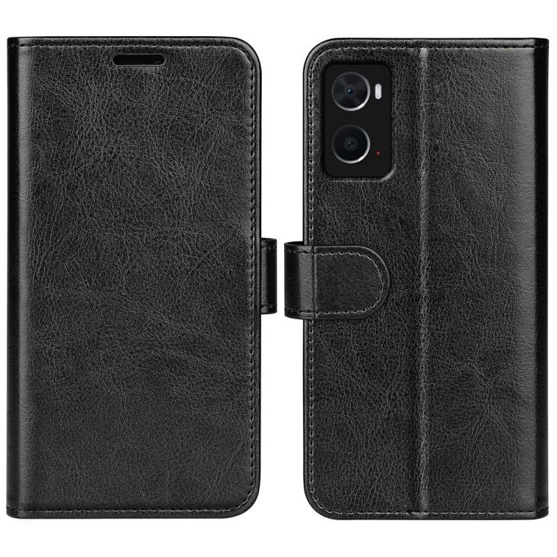 Capa De Couro Para Realme 9i Fecho Magnético Textura Cavalo Louco