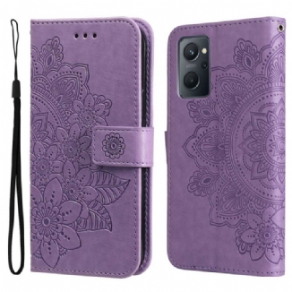 Capa De Couro Para Realme 9i Flores De Mandala