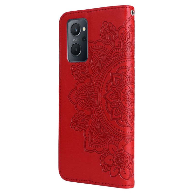 Capa De Couro Para Realme 9i Flores De Mandala