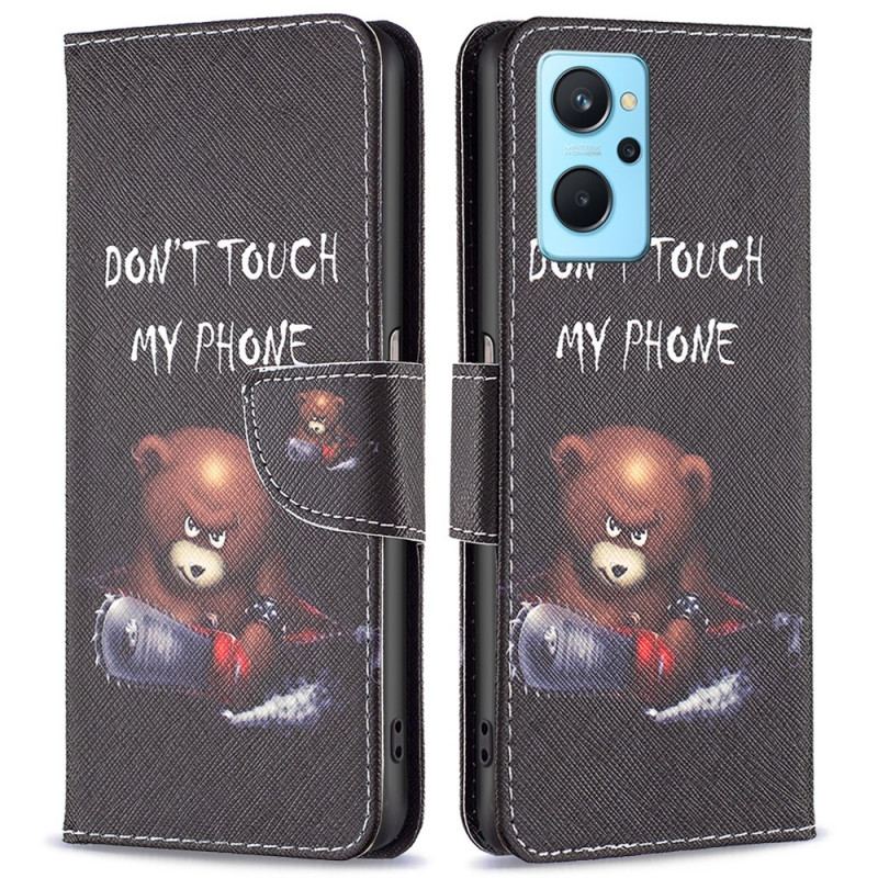 Capa De Couro Para Realme 9i Urso Perigoso