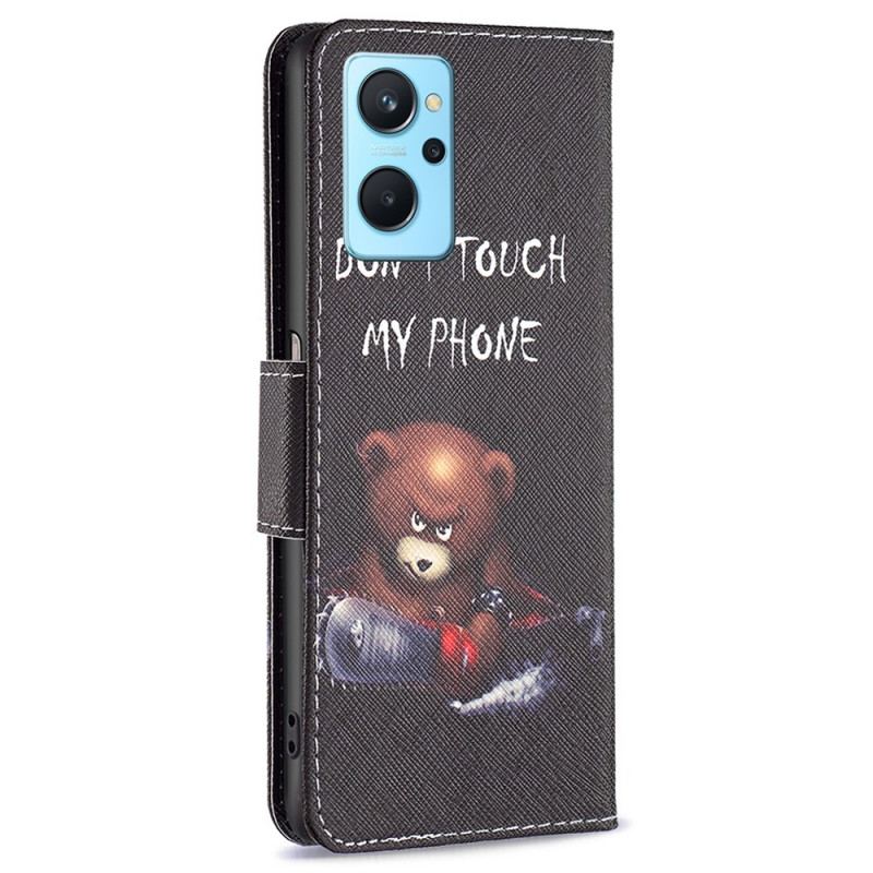 Capa De Couro Para Realme 9i Urso Perigoso