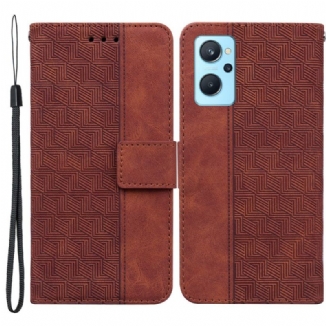 Capa Flip Para Realme 9i Alça Com Padrão Zig-zag