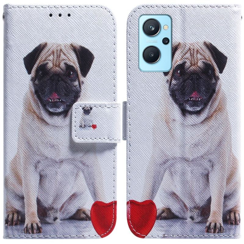 Capa Flip Para Realme 9i Cachorro Pug