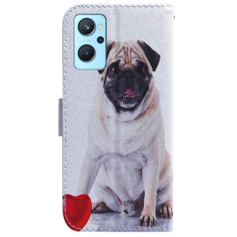 Capa Flip Para Realme 9i Cachorro Pug