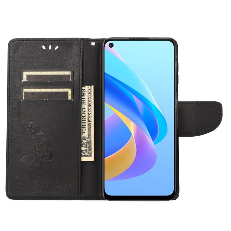 Capa Flip Para Realme 9i De Cordão Borboletas Esplêndidas