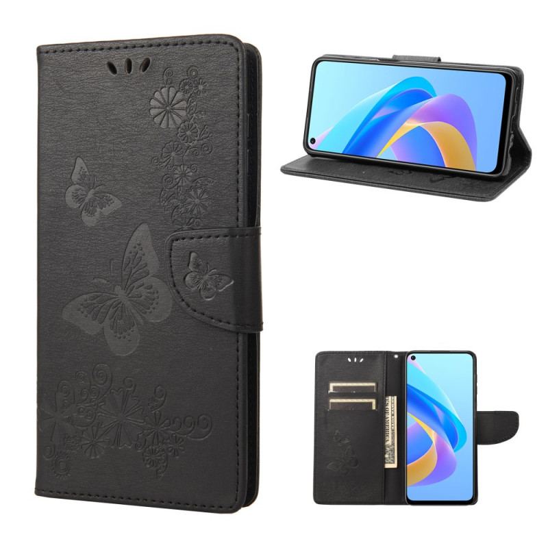 Capa Flip Para Realme 9i De Cordão Borboletas Esplêndidas