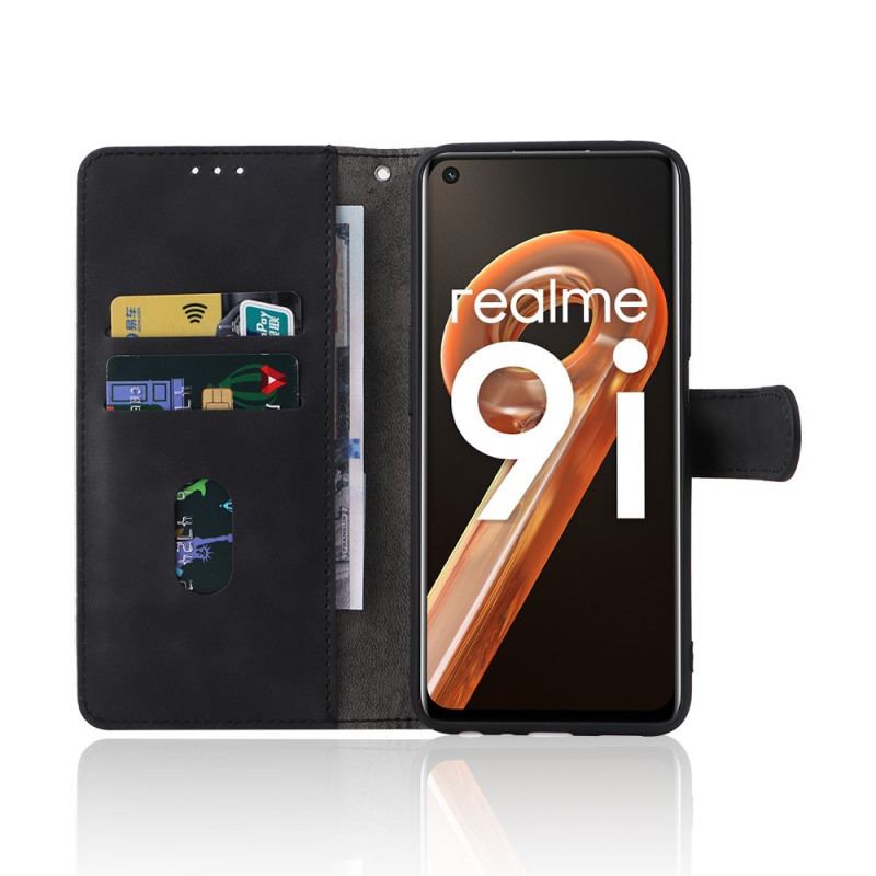 Capa Flip Para Realme 9i Cordão De Pele Macia