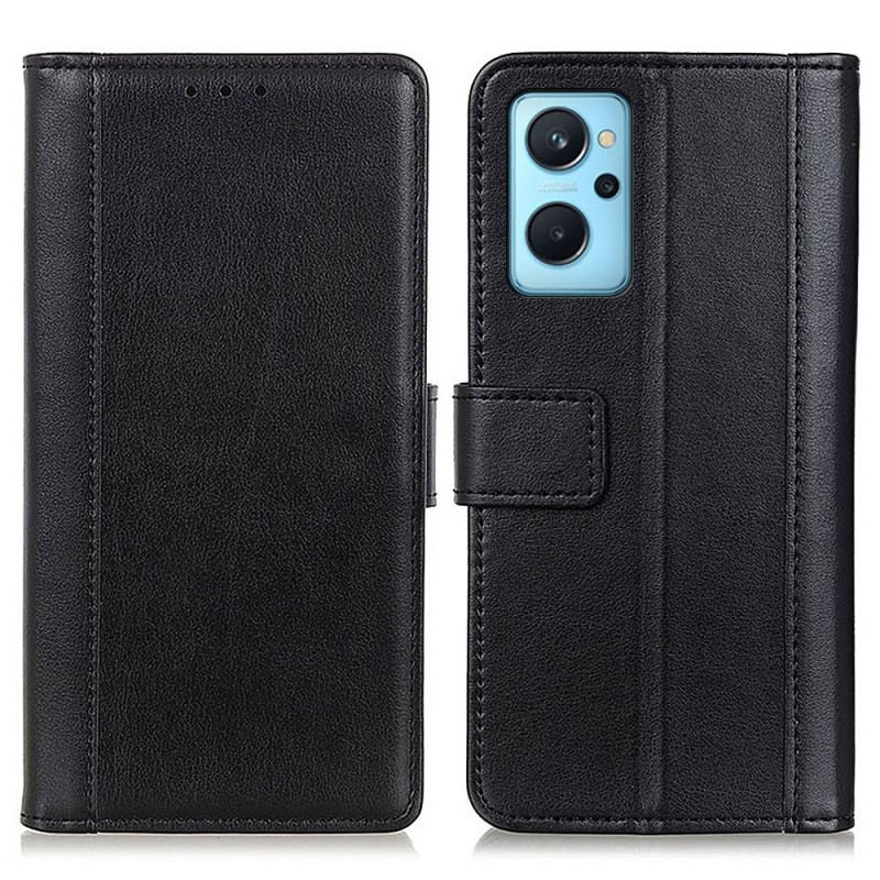 Capa Flip Para Realme 9i Costura Clássica Chique