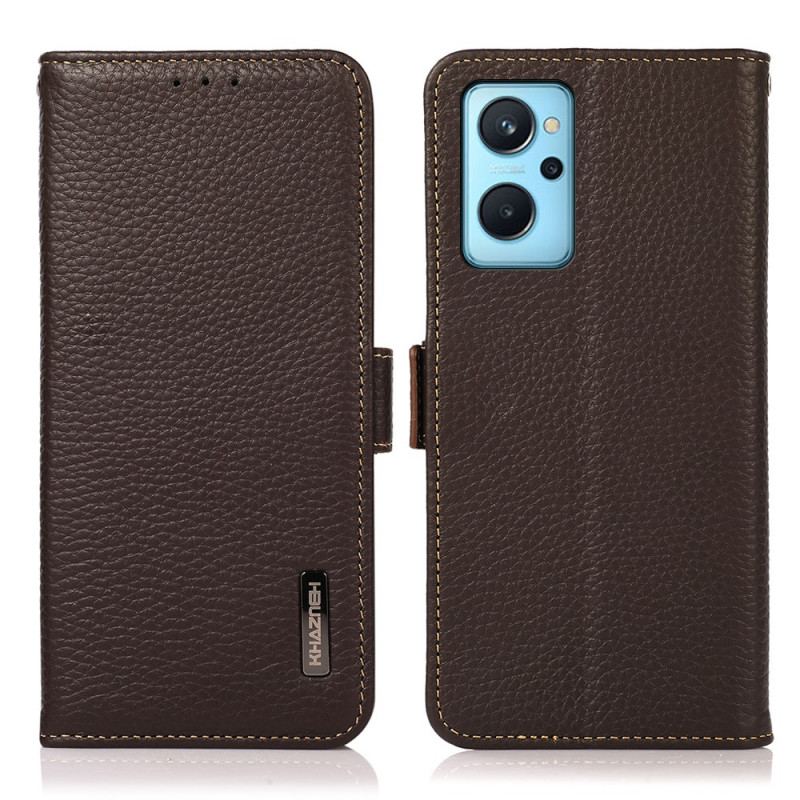 Capa Flip Para Realme 9i Couro De Lichia