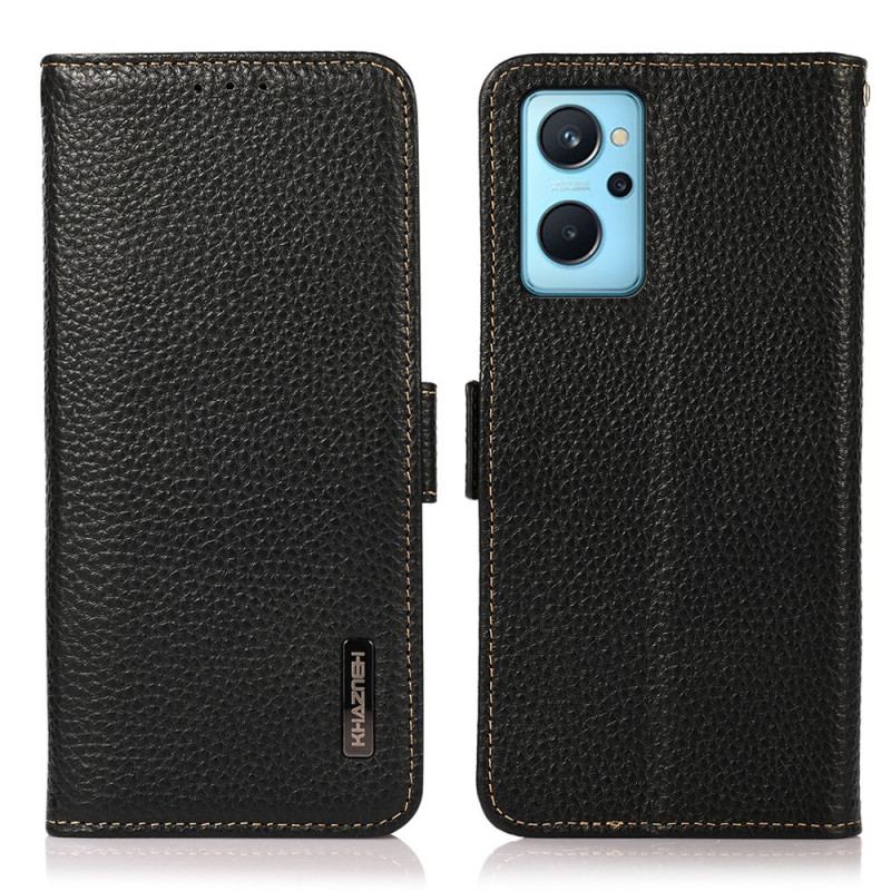 Capa Flip Para Realme 9i Couro De Lichia