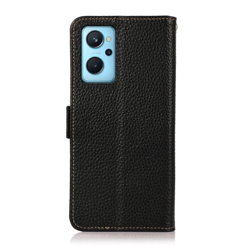 Capa Flip Para Realme 9i Couro De Lichia