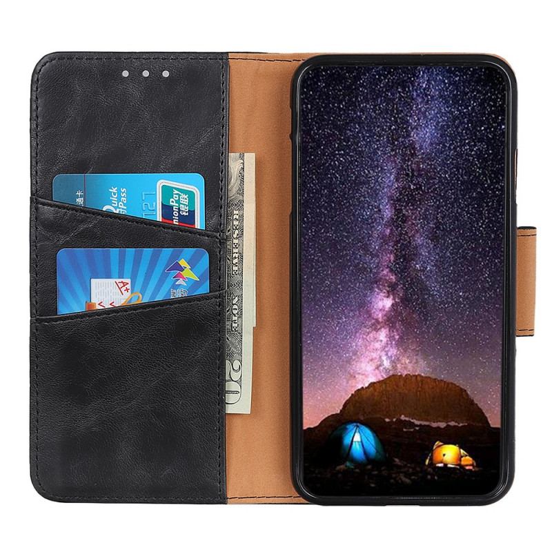 Capa Flip Para Realme 9i Fecho Reversível Efeito Couro Envernizado