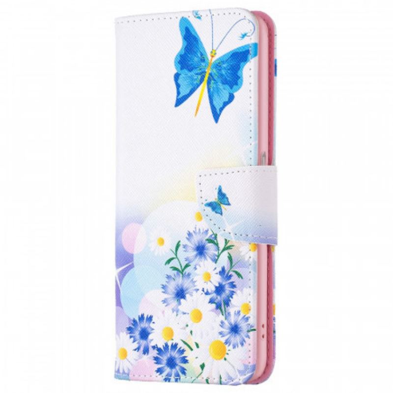 Capa Flip Para Realme 9i Flores Borboleta E Pastel