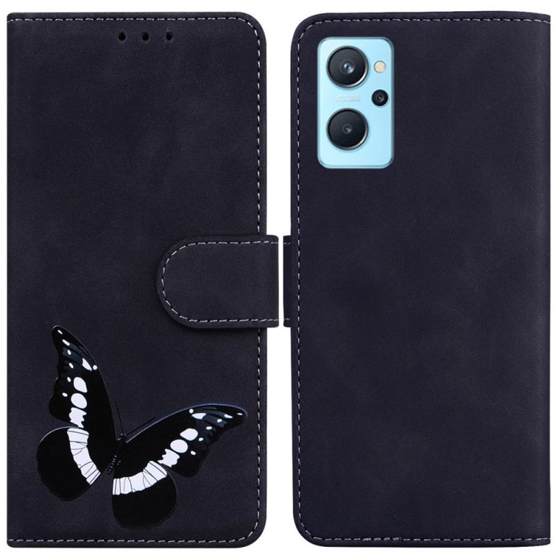 Capa Flip Para Realme 9i Toque De Pele Borboleta