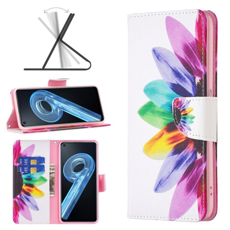 Capa Folio Para Realme 9i Flor Aquarela