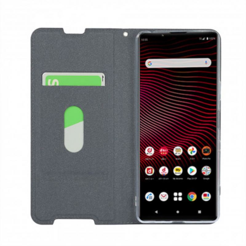 Capa De Celular Para Sony Xperia 1 III De Cordão Flip Tira De Classe De Couro Falso