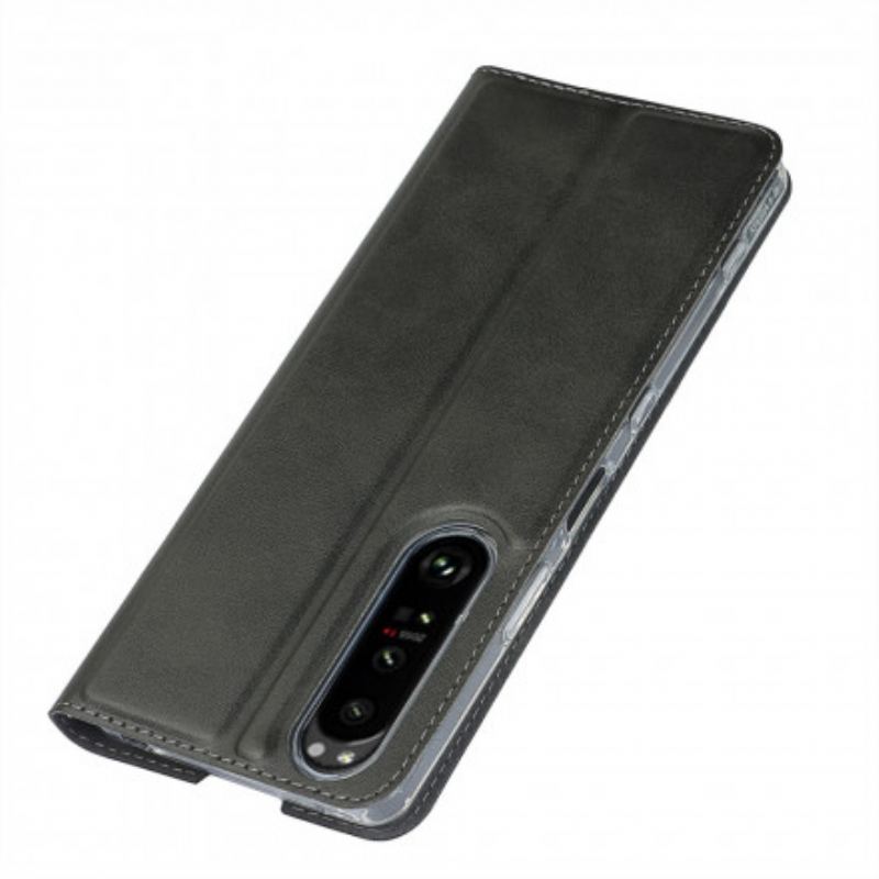 Capa De Celular Para Sony Xperia 1 III De Cordão Flip Tira De Classe De Couro Falso