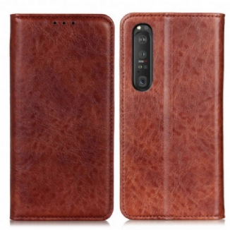 Capa De Celular Para Sony Xperia 1 III Flip Couro Dividido Texturizado