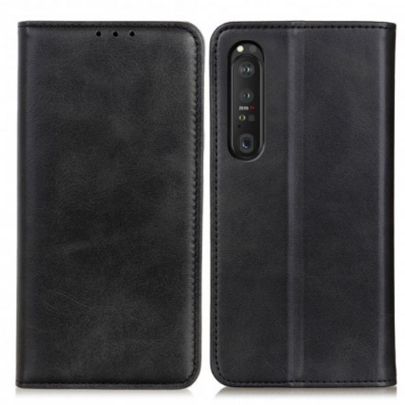 Capa De Celular Para Sony Xperia 1 III Flip Couro Rachado Elegância