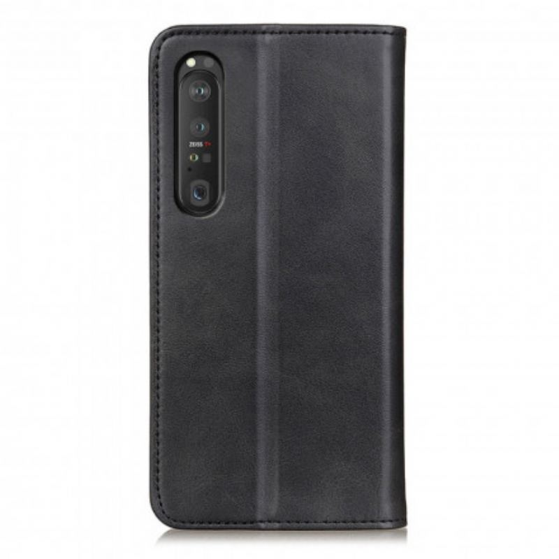 Capa De Celular Para Sony Xperia 1 III Flip Couro Rachado Elegância