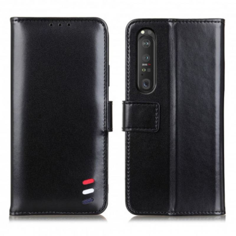 Capa De Couro Para Sony Xperia 1 III Efeito Couro Tricolor