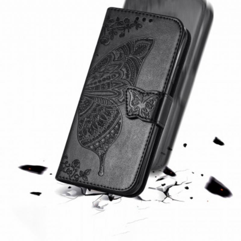 Capa De Couro Para Sony Xperia 1 III Meia Borboleta