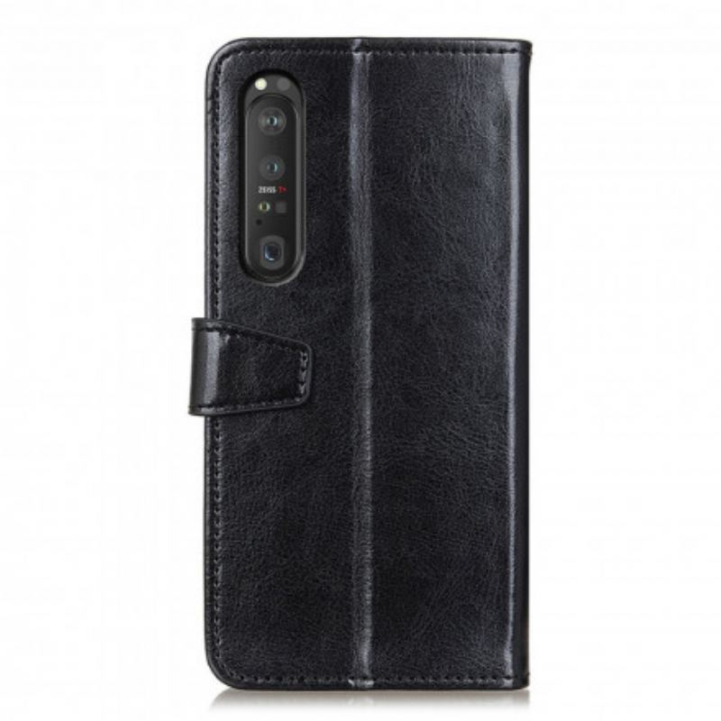 Capa Em Pele Para Sony Xperia 1 III Efeito Couro Clássico