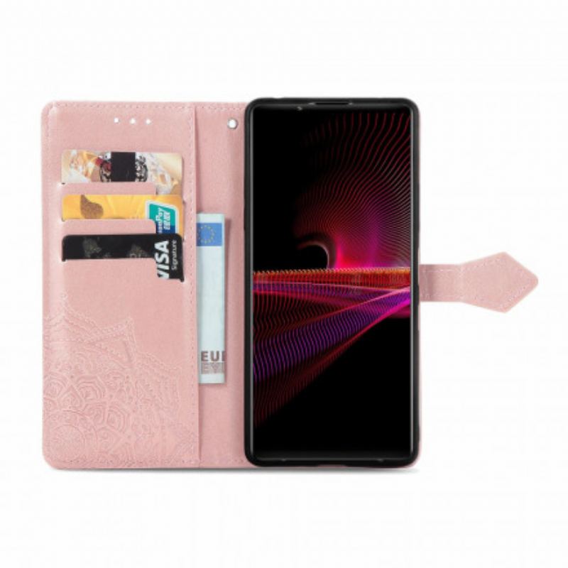 Capa Em Pele Para Sony Xperia 1 III Mandala Idade Média