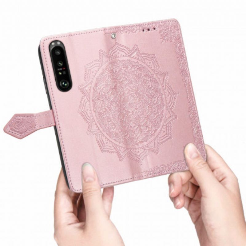 Capa Em Pele Para Sony Xperia 1 III Mandala Idade Média