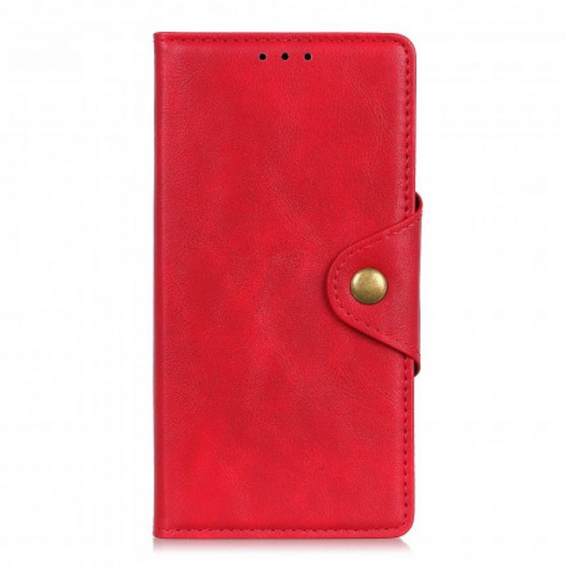 Capa Flip Para Sony Xperia 1 III Botão Vintage De Couro Falso