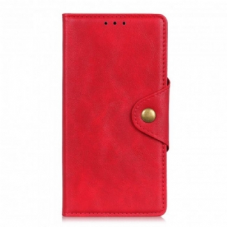 Capa Flip Para Sony Xperia 1 III Botão Vintage De Couro Falso