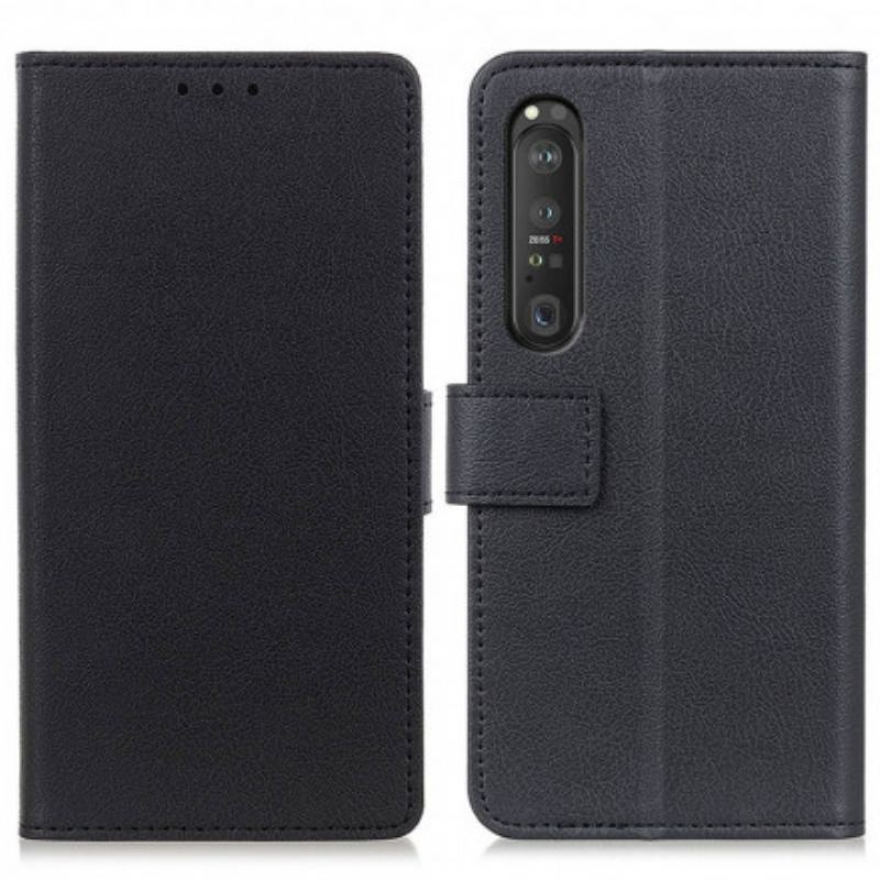 Capa Flip Para Sony Xperia 1 III Couro Falso Clássico