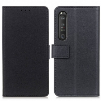 Capa Flip Para Sony Xperia 1 III Couro Falso Clássico