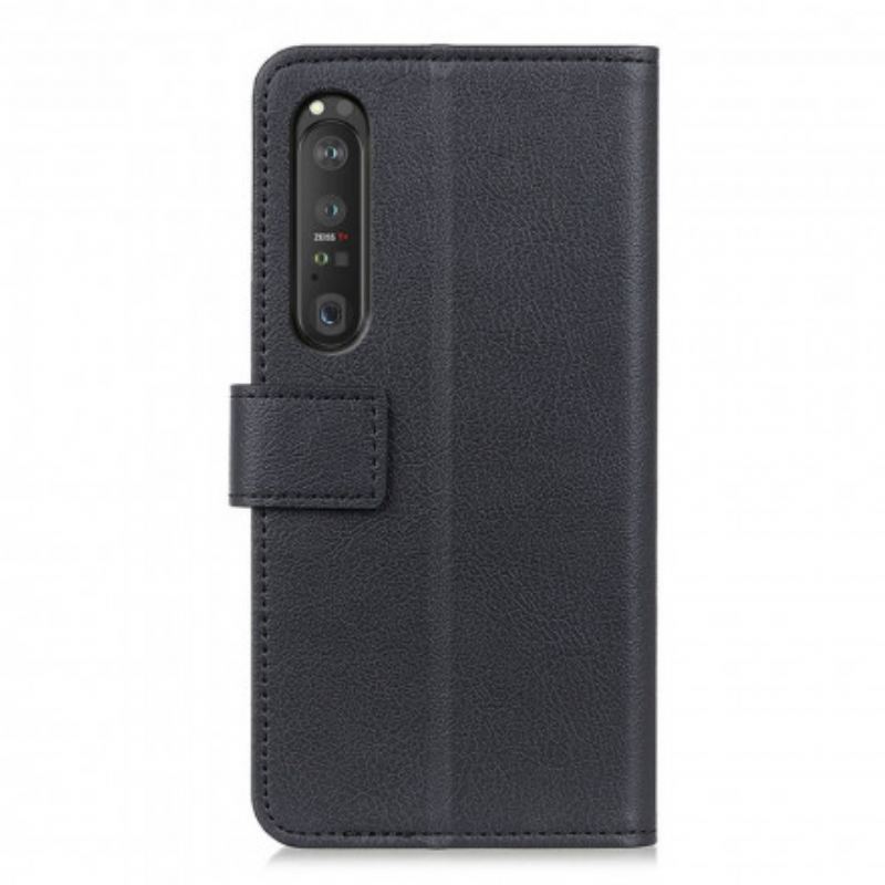 Capa Flip Para Sony Xperia 1 III Couro Falso Clássico