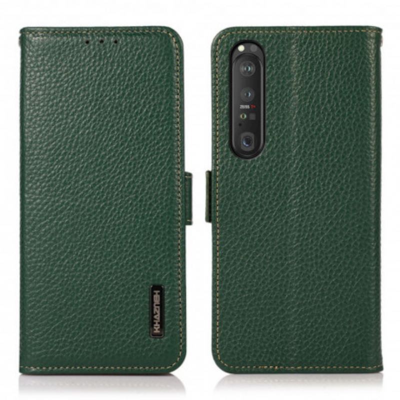 Capa Flip Para Sony Xperia 1 III Couro De Lichia Khazneh Rfid