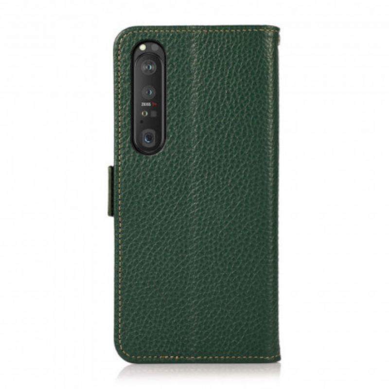 Capa Flip Para Sony Xperia 1 III Couro De Lichia Khazneh Rfid