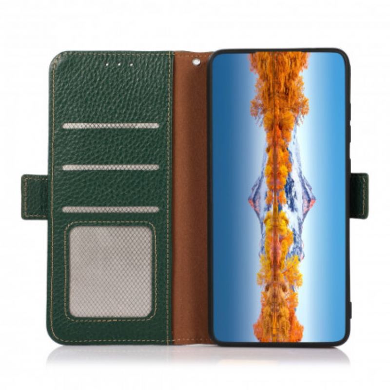 Capa Flip Para Sony Xperia 1 III Couro De Lichia Khazneh Rfid