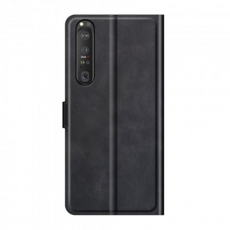 Capa Flip Para Sony Xperia 1 III Efeito De Couro Extremo Fino