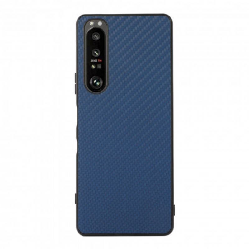 Capa Para Sony Xperia 1 III Textura De Fibra De Carbono Efeito Couro