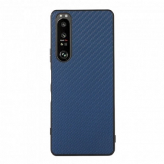 Capa Para Sony Xperia 1 III Textura De Fibra De Carbono Efeito Couro