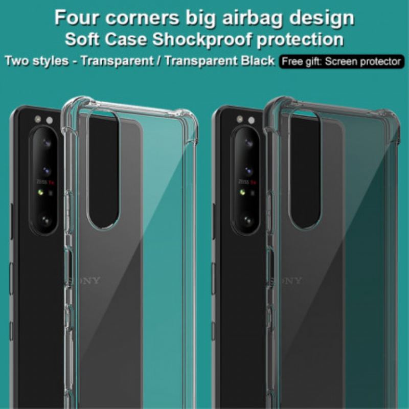 Capa Para Sony Xperia 1 III Transparente Com Filme De Tela Imak