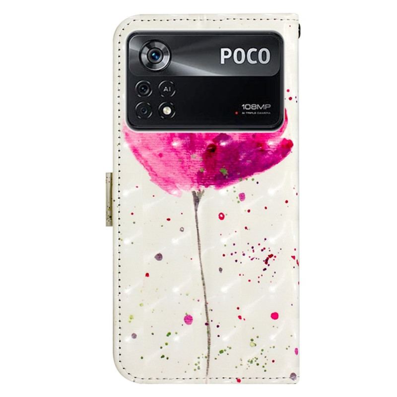 Capa De Celular Capa Em Pele Para Poco X4 Pro 5G De Cordão Strap Poppy