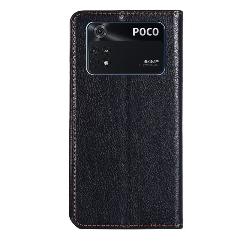 Capa De Celular Para Poco X4 Pro 5G Flip Costura De Couro Falso