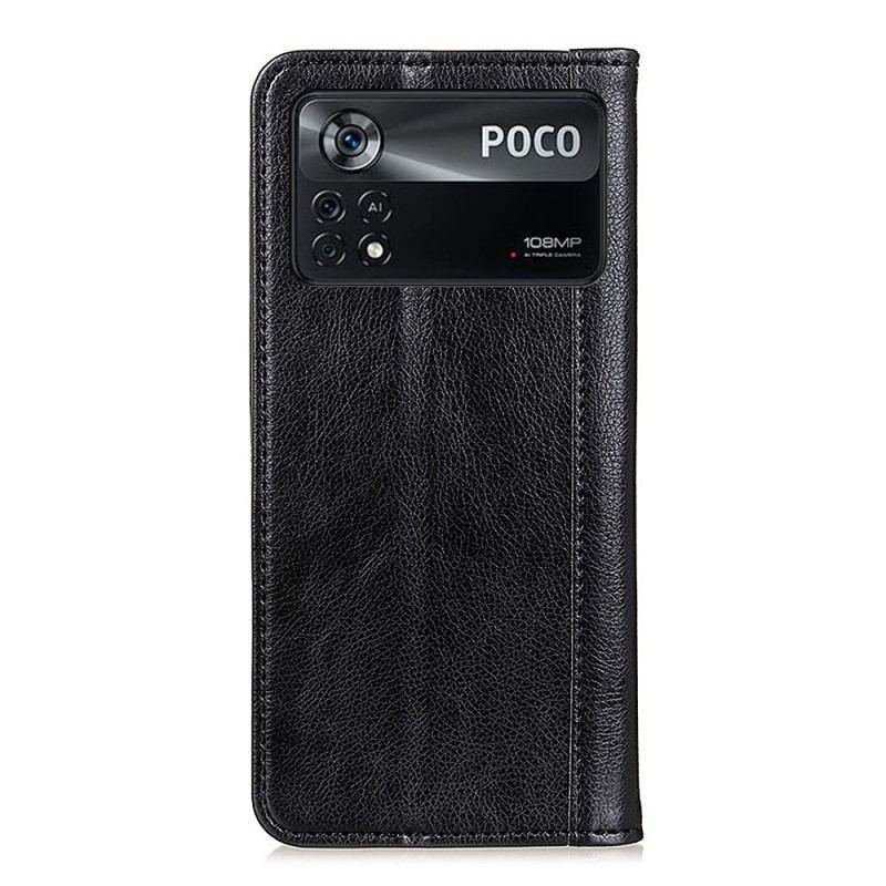 Capa De Celular Para Poco X4 Pro 5G Flip Couro Rachado